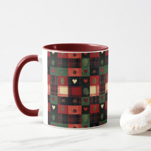 Rustic Red Green White Plaid Country Cottagecore  Mug