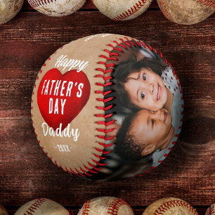 Rustic Red Heart Happy Father's Day Daddy 2 Photo  Baseball