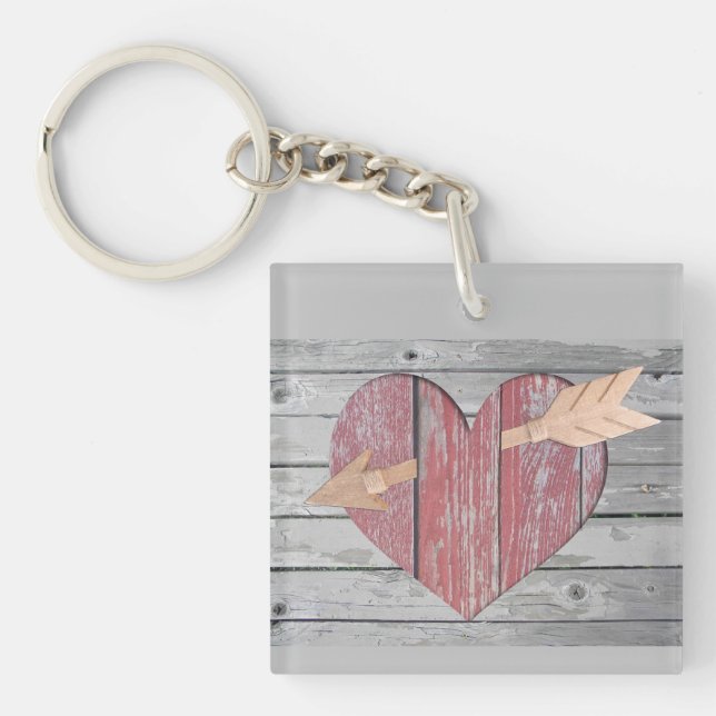 Rustic Red Heart Keychain (Front)