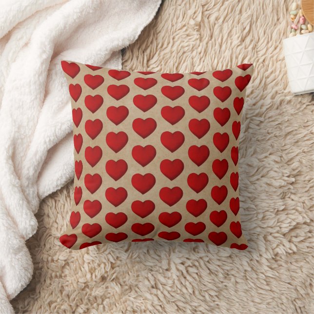 Rustic Red Heart Pattern Valentine's Day Cushion (Blanket)