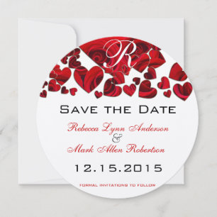 Rustic Red Heart Roses Wedding Save the Date