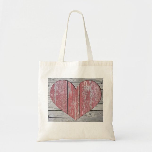 Rustic Red Heart Tote Bag (Front)
