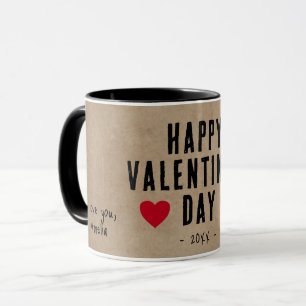 Rustic Red Hearts Happy Valentine's Day Boyfriend Mug