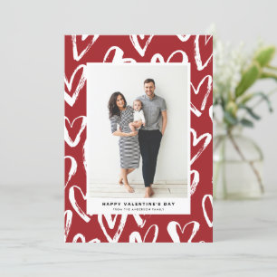 Rustic Red Hearts Pattern Happy Valentine's Day Holiday Card