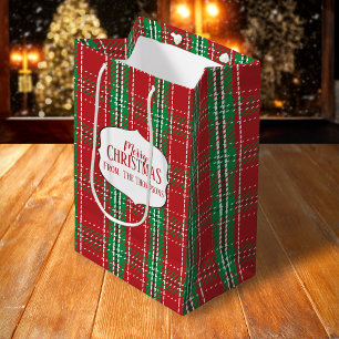 Rustic Red Holiday Tartan Plaid Christmas Pattern Medium Gift Bag