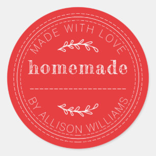 Rustic Red Homemade Classic Round Sticker