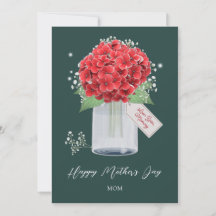 Rustic Red Hydrangea Flower Happy Mother's Day