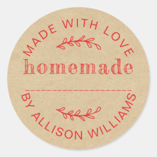 Rustic Red Kraft Homemade Baked Goods Sticker