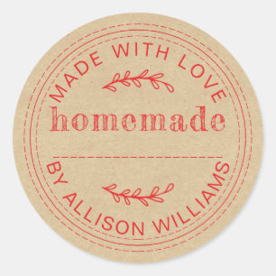 Rustic Red Kraft Homemade Baked Goods Sticker