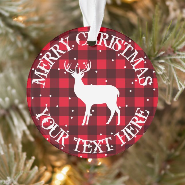 Rustic red lumberjack buffalo plaid deer Christmas Ornament (Tree)
