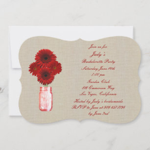 Rustic Red Mason Jar Bachelorette Party Invitation