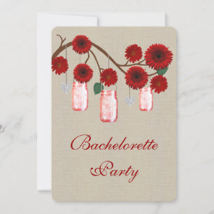 Rustic Red Mason Jars Bachelorette Party Invite