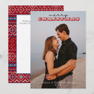 Rustic Red Merry Christmas 1 Photo Christmas Card