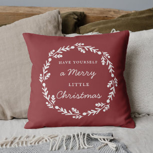 Rustic Red Merry Little Christmas Cushion