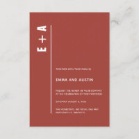 Rustic Red Modern Minimal Bold Initials Wedding
