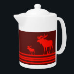 Rustic red moose teapot<br><div class="desc">Rustic moose teapot</div>