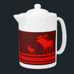 Rustic red moose teapot<br><div class="desc">Rustic moose teapot</div>