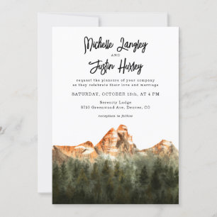 Rustic Red Mountain Wedding Invitation