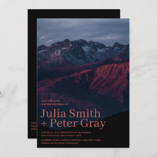 Rustic Red Mountains Save The Date Invitation