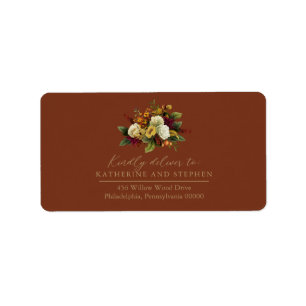 Rustic Red   Orange Floral Bouquet RSVP Address La Label