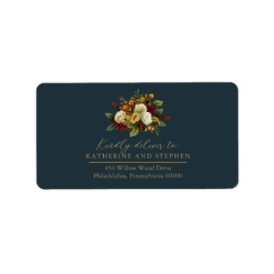 Rustic Red   Orange Floral Bouquet RSVP Address  Label