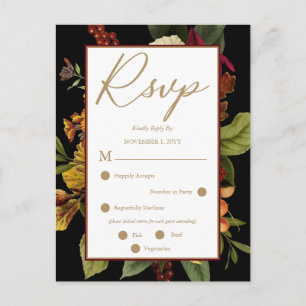 Rustic Red   Orange Floral Bouquet RSVP Postcard