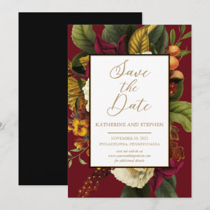 Rustic Red   Orange Floral Bouquet Save The Date