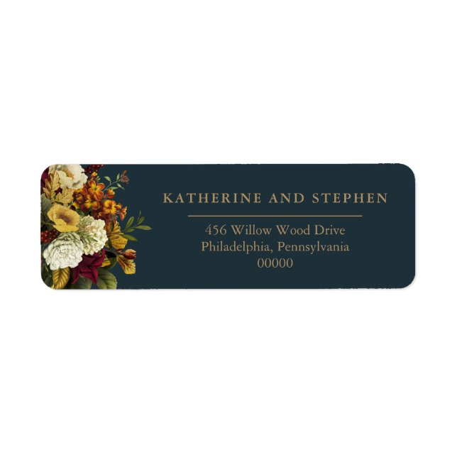 Rustic Red | Orange Floral Bouquet Wedding Label (Front)
