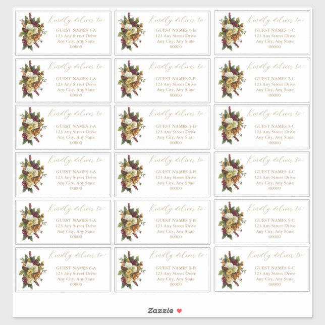 Rustic Red | Orange Floral Wedding Guest Address  (Sheet)