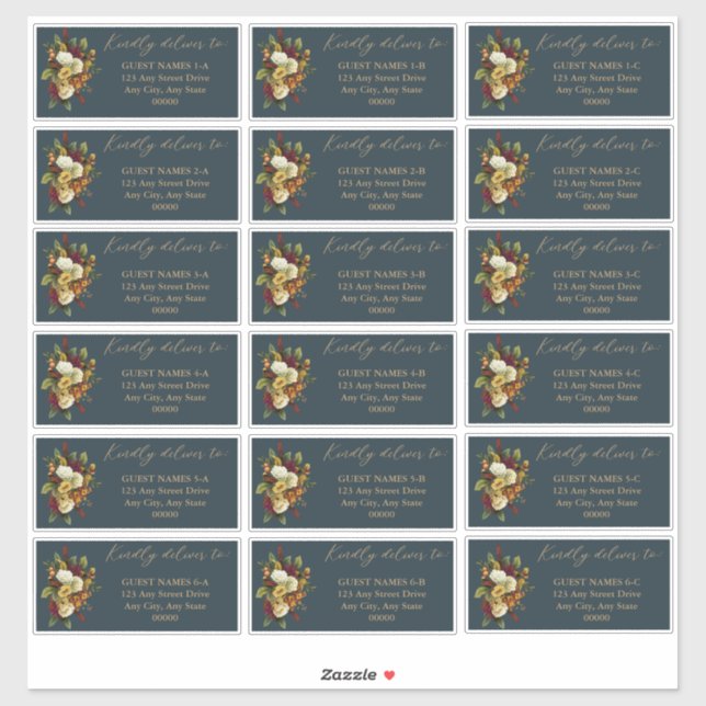 Rustic Red | Orange Floral Wedding Guest Address   (Sheet)