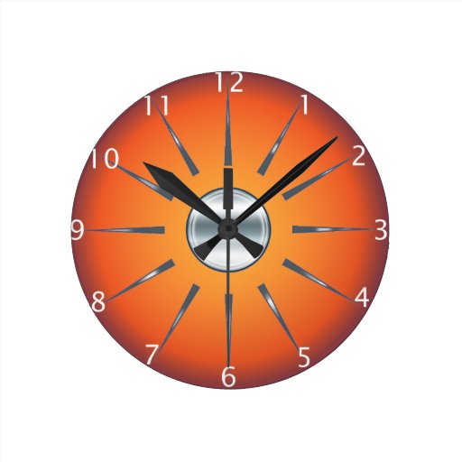 Image of Rustic Red Orange Wall Clock