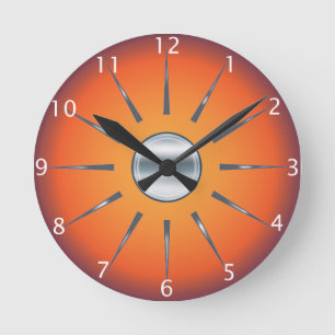 Rustic Red Orange Wall Clock