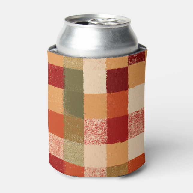 Rustic Red Orange Yellow Green Retro Can Cooler (Can Front)