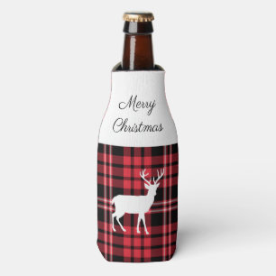Rustic Red Plaid Christmas Bottle Cooler