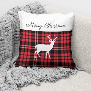 Rustic Red Plaid Christmas Cushion