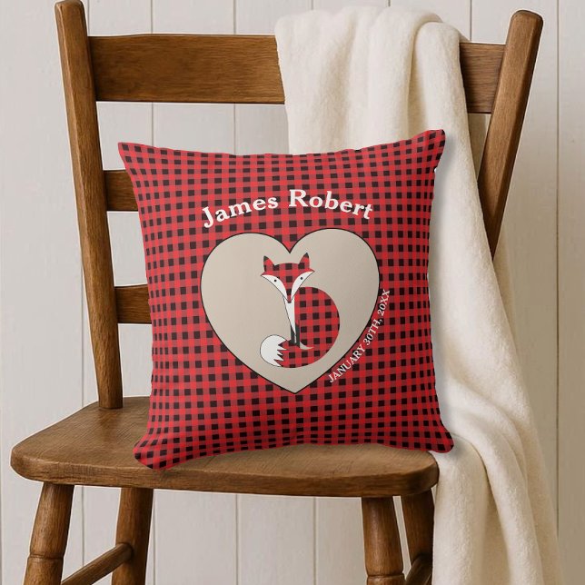 Rustic Red Plaid Fox Custom Baby Pillow (Creator Uploaded)