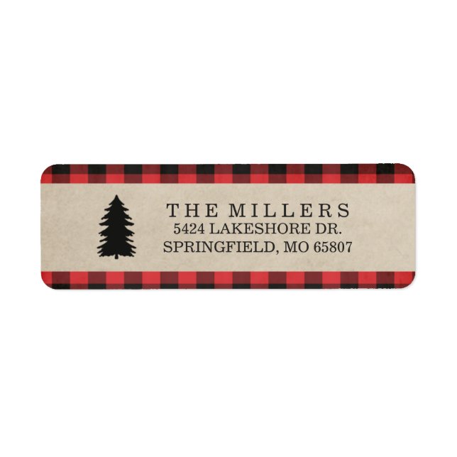 Rustic Red Plaid Holiday Address Labels (Front)