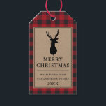 Rustic Red Plaid Merry Christmas Kraft Gift Tags<br><div class="desc">Rustic Kraft Red Buffalo Plaid Reindeer Merry Christmas Gift Tag</div>