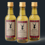 Rustic Red Plaid Merry Christmas Kraft Mini Wine Label<br><div class="desc">Rustic Kraft Red Buffalo Plaid Reindeer Merry Christmas Mini Wine Bottle Label</div>