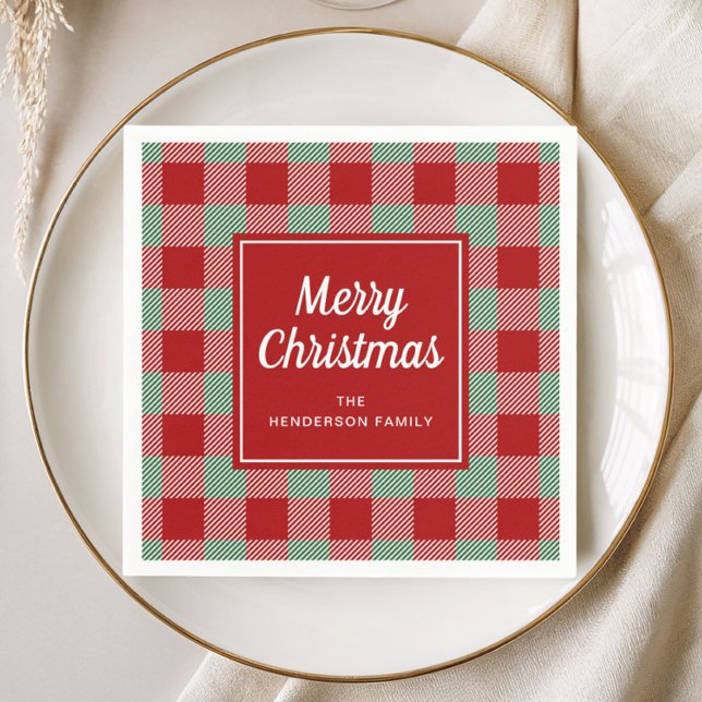 Rustic Red Plaid Merry Christmas Napkin (Rustic Red Plaid Merry Christmas Napkins)