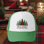 Rustic Red Plaid Merry Christmas Trees Custom Trucker Hat<br><div class="desc">This custom rustic holiday hat features trendy red plaid and green Christmas trees above your message Merry Christmas. A cute personalised and traditional look that is currently in style again,  this festive gift is perfect for a family reunion. Classic and nostalgic design.</div>