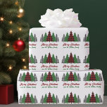 Rustic Red Plaid Merry Christmas Trees Customised Wrapping Paper<br><div class="desc">This personalised rustic holiday wrapping paper features trendy red plaid and green Christmas trees above your message Merry Christmas and Happy New Year. A cute custom and traditional look that is currently in style again, this festive gift wrap is perfect for a family who likes a classic and nostalgic design....</div>