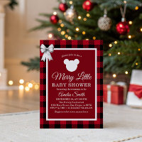 Rustic Red Plaid Merry Little Baby Shower