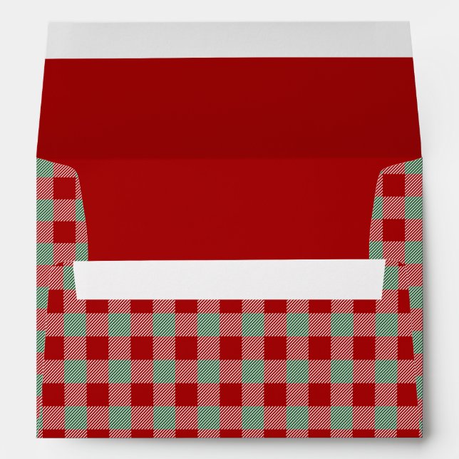 Rustic Red Plaid Pattern Christmas Envelope (Back (Bottom))