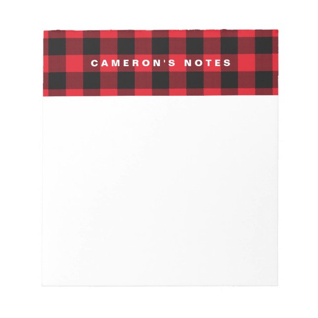 Rustic Red Plaid Pattern Personalised Notepad (Front)