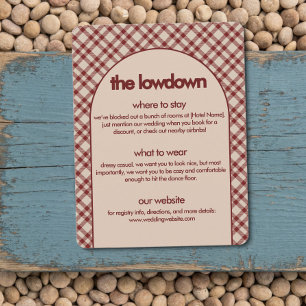 Rustic Red Plaid The Lowdown Wedding Details Enclosure Card