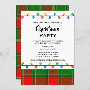 Rustic Red Plaids Corporate Christmas Party Invitation