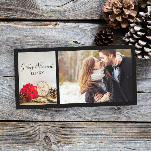 Rustic Red Poinsettia Winter Wedding Thank You Card