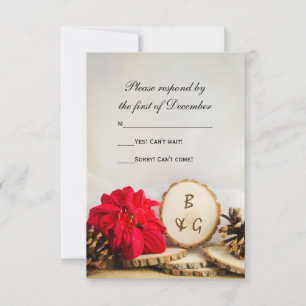 Rustic Red Poinsettia Woods Wedding RSVP