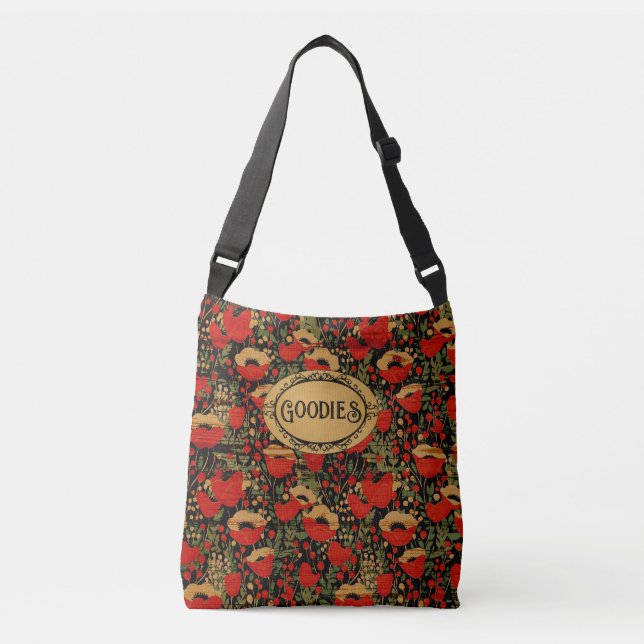 Rustic Red Poppy Vintage Wood Bridesmaid Tote Bag  (Front)